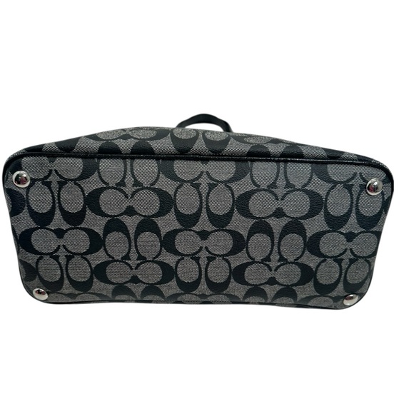 Coach 2014 Peyton Signature Cora Domed Satchel Bag Black Grey Leather NWT - Picture 6 of 11